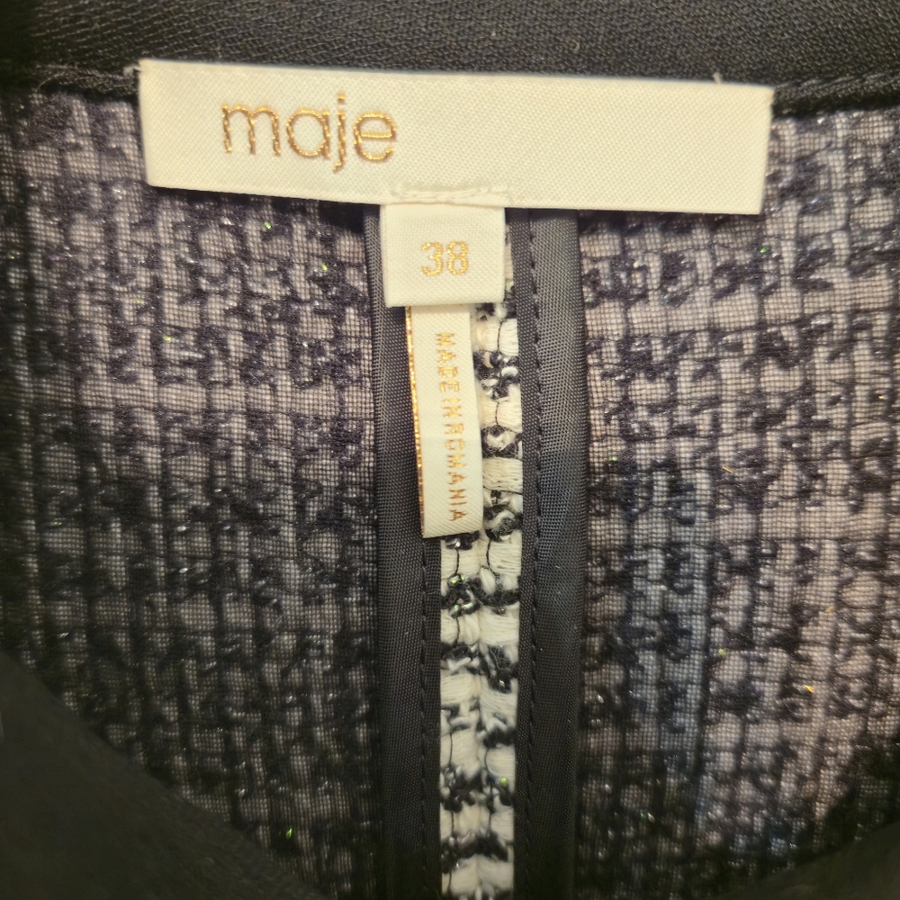 Maje Penala Tweed Jumpsuit Cropped Black & White Size 38/US  Medium MSRP $445 - Picture 8 of 8